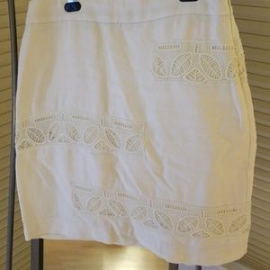 Gorgeous cream linen skirt with inset applique